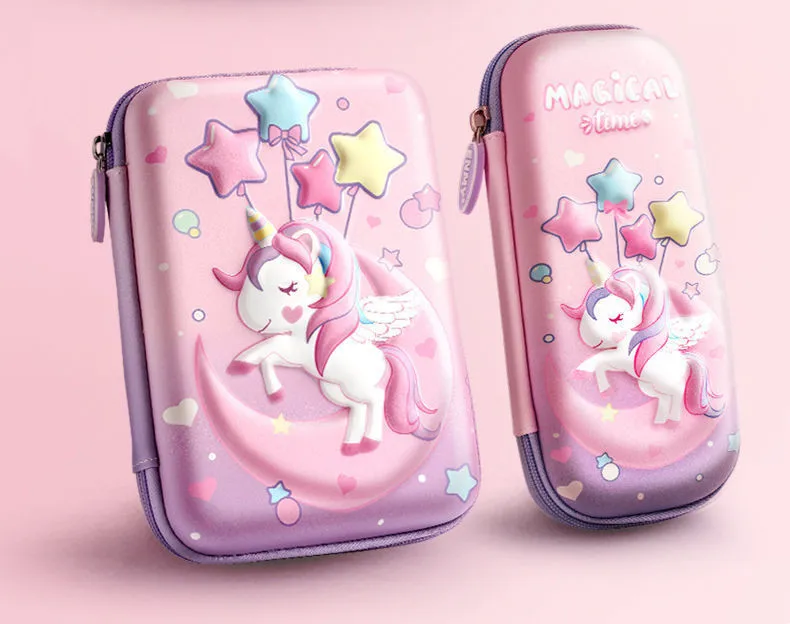 3D EVA unicorn Cute Pencil Case cartoon Stationery Box Girls Color Pencil Box Student Pen Case School Supplies Gifts ipad Case