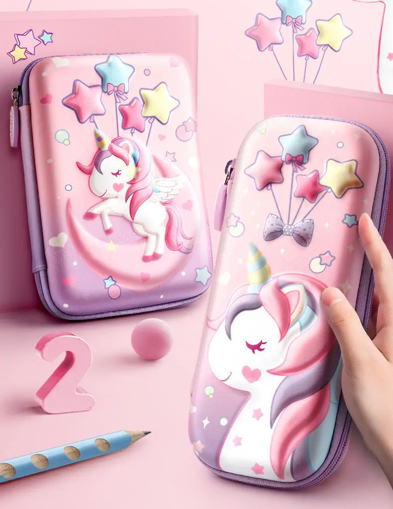 3D EVA unicorn Cute Pencil Case cartoon Stationery Box Girls Color Pencil Box Student Pen Case School Supplies Gifts ipad Case