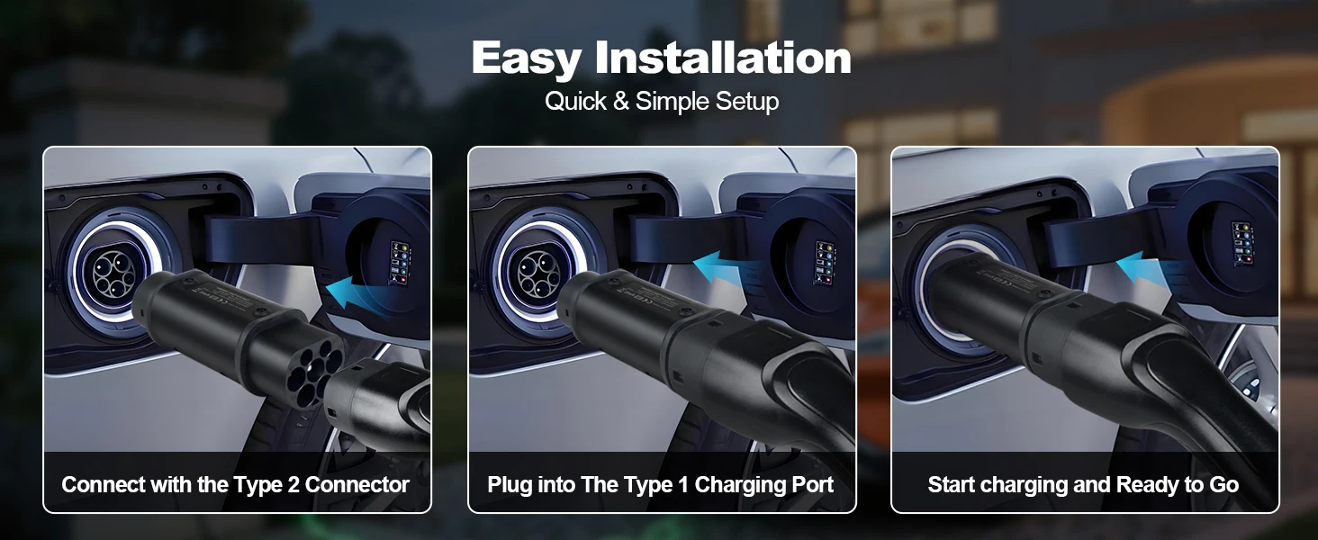Kolanky 32A 7.2 KW Type 2 to Type 1 Adapter Type 1 To Type 2 Conventor Type 2 To GBT Adapter Charging Electric Vehicle Cars