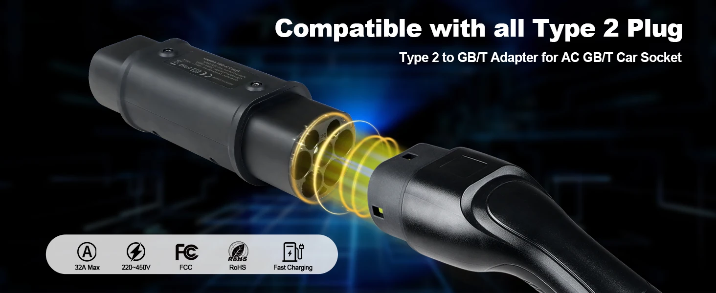 Kolanky 32A 7.2 KW Type 2 to Type 1 Adapter Type 1 To Type 2 Conventor Type 2 To GBT Adapter Charging Electric Vehicle Cars