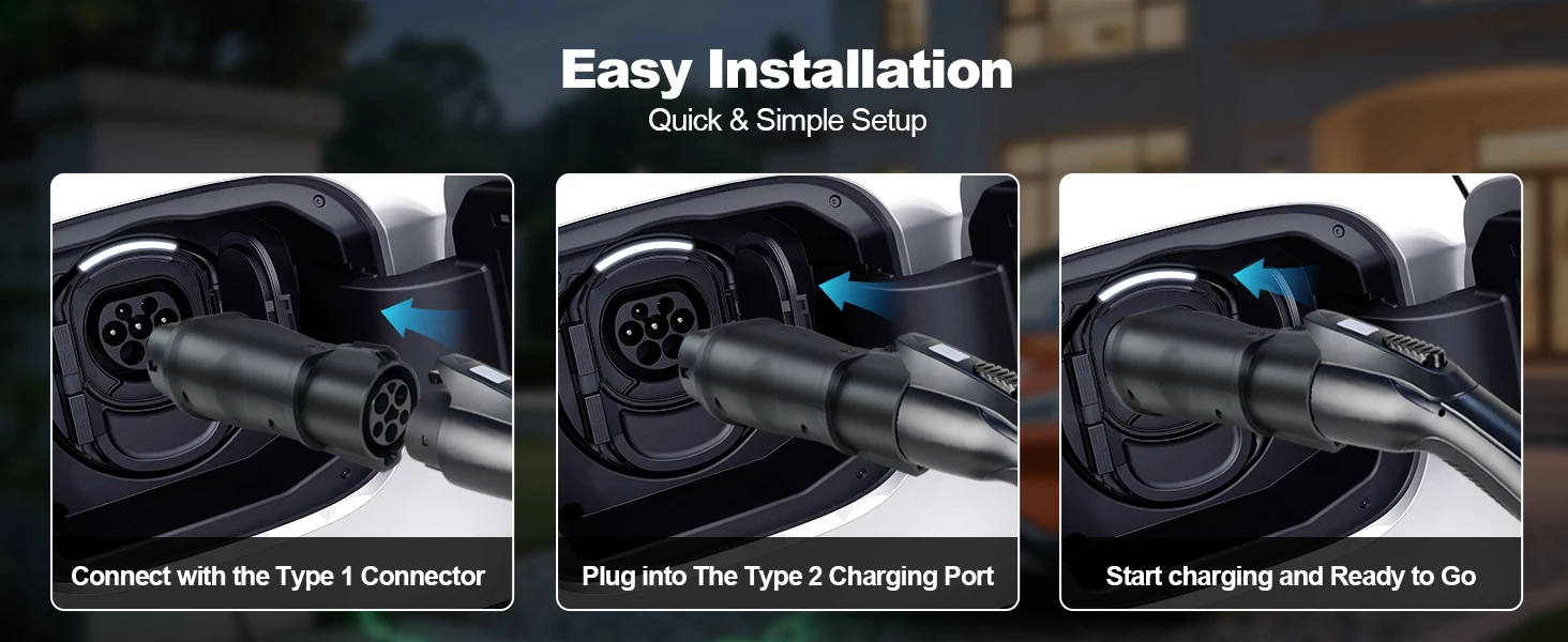 Kolanky 32A 7.2 KW Type 2 to Type 1 Adapter Type 1 To Type 2 Conventor Type 2 To GBT Adapter Charging Electric Vehicle Cars
