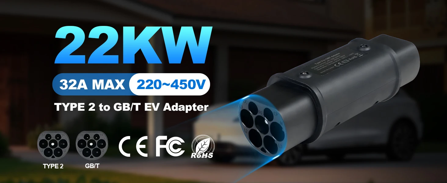 Kolanky 32A 7.2 KW Type 2 to Type 1 Adapter Type 1 To Type 2 Conventor Type 2 To GBT Adapter Charging Electric Vehicle Cars