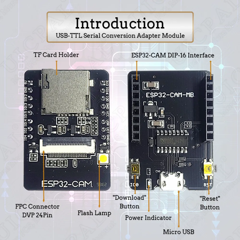 Original ESP32-CAM Camera Module Kit 2.4 GHz WiFi Bluetooth 8MB PSRAM OV2640 Camera Module 66 120 160 Degree 850nm Night Vision
