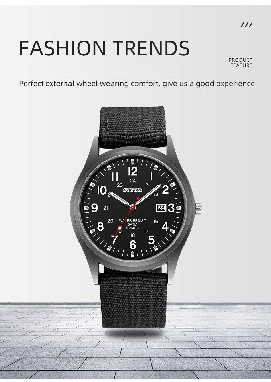 Fashion Mens Watches Luminous Hands Clock Luxury Military Sports Calendar Quartz Wristwatch Men Casual Nylon Watch Reloj Hombre