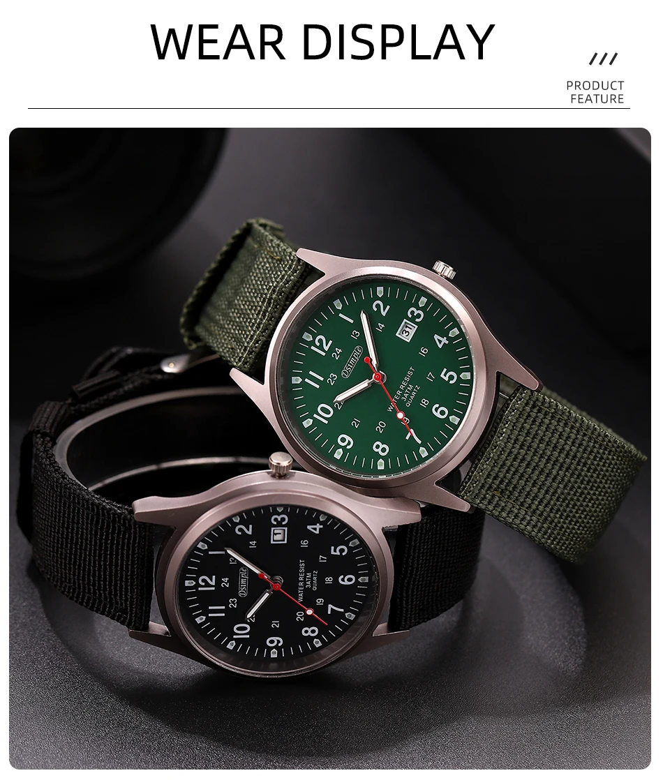 Fashion Mens Watches Luminous Hands Clock Luxury Military Sports Calendar Quartz Wristwatch Men Casual Nylon Watch Reloj Hombre