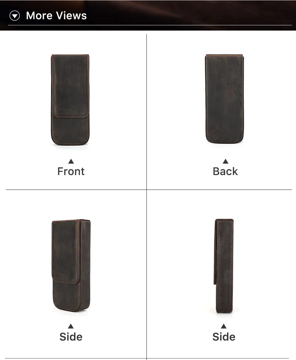 Luxury Genuine Leather 3 Slots Pen Case With Removable Pen Tray Holder Pencil Case Office School Supplies Pouch Creative Gift