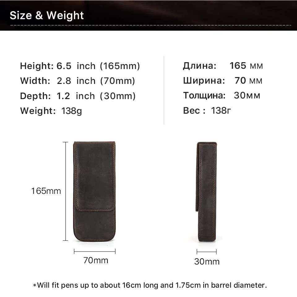 Luxury Genuine Leather 3 Slots Pen Case With Removable Pen Tray Holder Pencil Case Office School Supplies Pouch Creative Gift