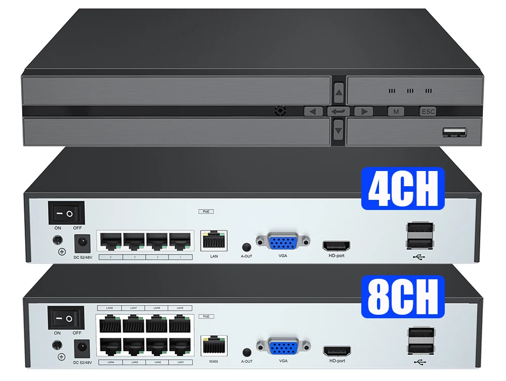 Face detection H.265 8ch*4K 4ch/8ch PoE Network Video Recorder Surveillance PoE NVR 4/8Channel For HD 8MP 5MP IP Camera