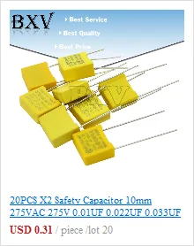10PCS 275VAC Capacitor X2 Series 0.01UF ~ 2.2UF Polypropylene Film Capacitor New 10nf 100nf 150nf 200nf 680nf 470nf 1UF