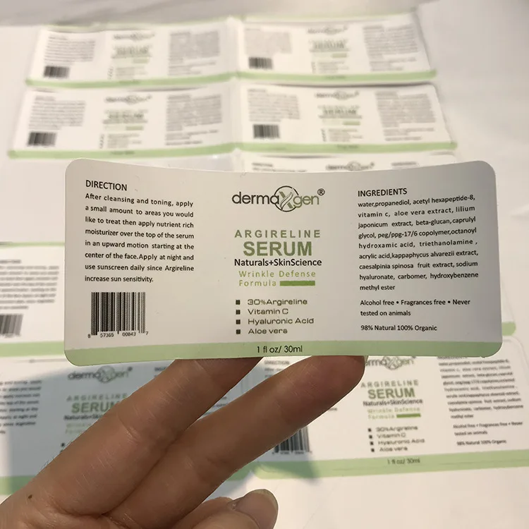 Customized Waterproof Vinyl Health Care Bottle Stikcers with Barcode Printed Matte Self Seal Packaging Labels for Plastic Jars