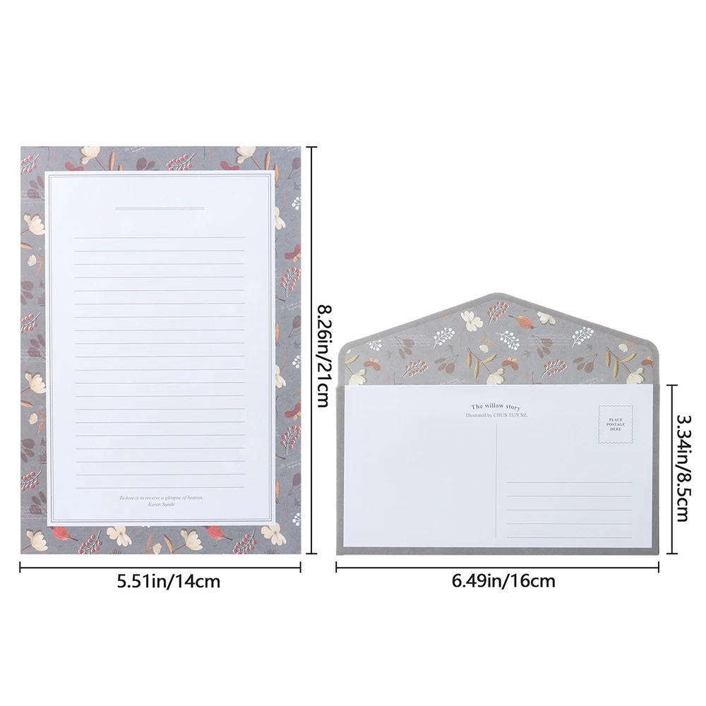 6Pcs Differrent Design Writing Paper With 3Pcs Envelopes Cartoon Pattern Vintage Floral Letter Stationery School Office Supplies