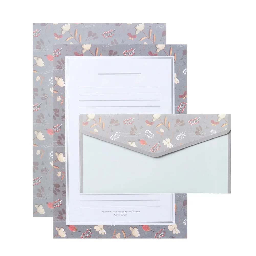 6Pcs Differrent Design Writing Paper With 3Pcs Envelopes Cartoon Pattern Vintage Floral Letter Stationery School Office Supplies