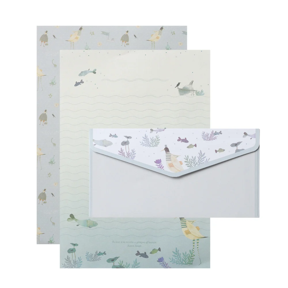 6Pcs Differrent Design Writing Paper With 3Pcs Envelopes Cartoon Pattern Vintage Floral Letter Stationery School Office Supplies