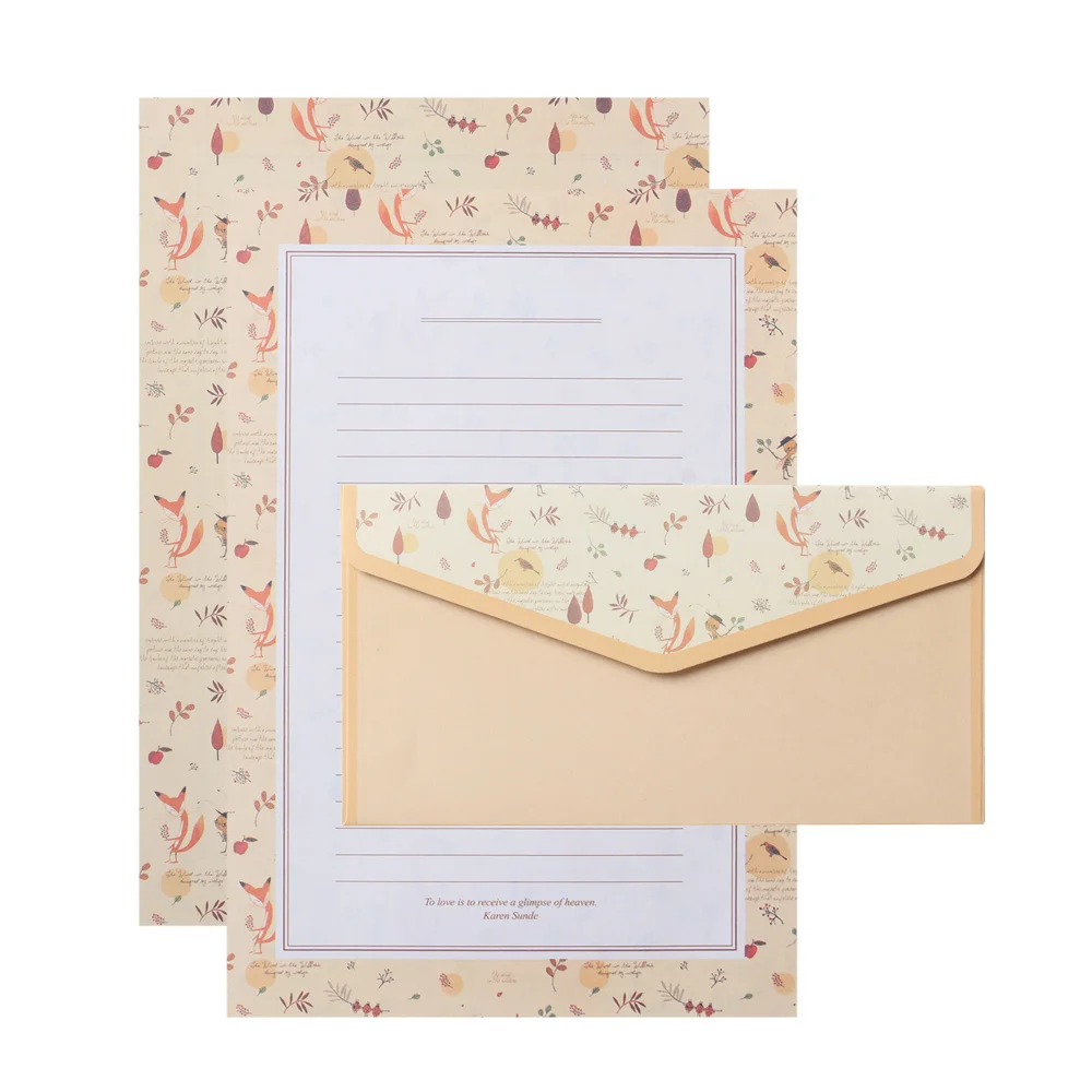 6Pcs Differrent Design Writing Paper With 3Pcs Envelopes Cartoon Pattern Vintage Floral Letter Stationery School Office Supplies