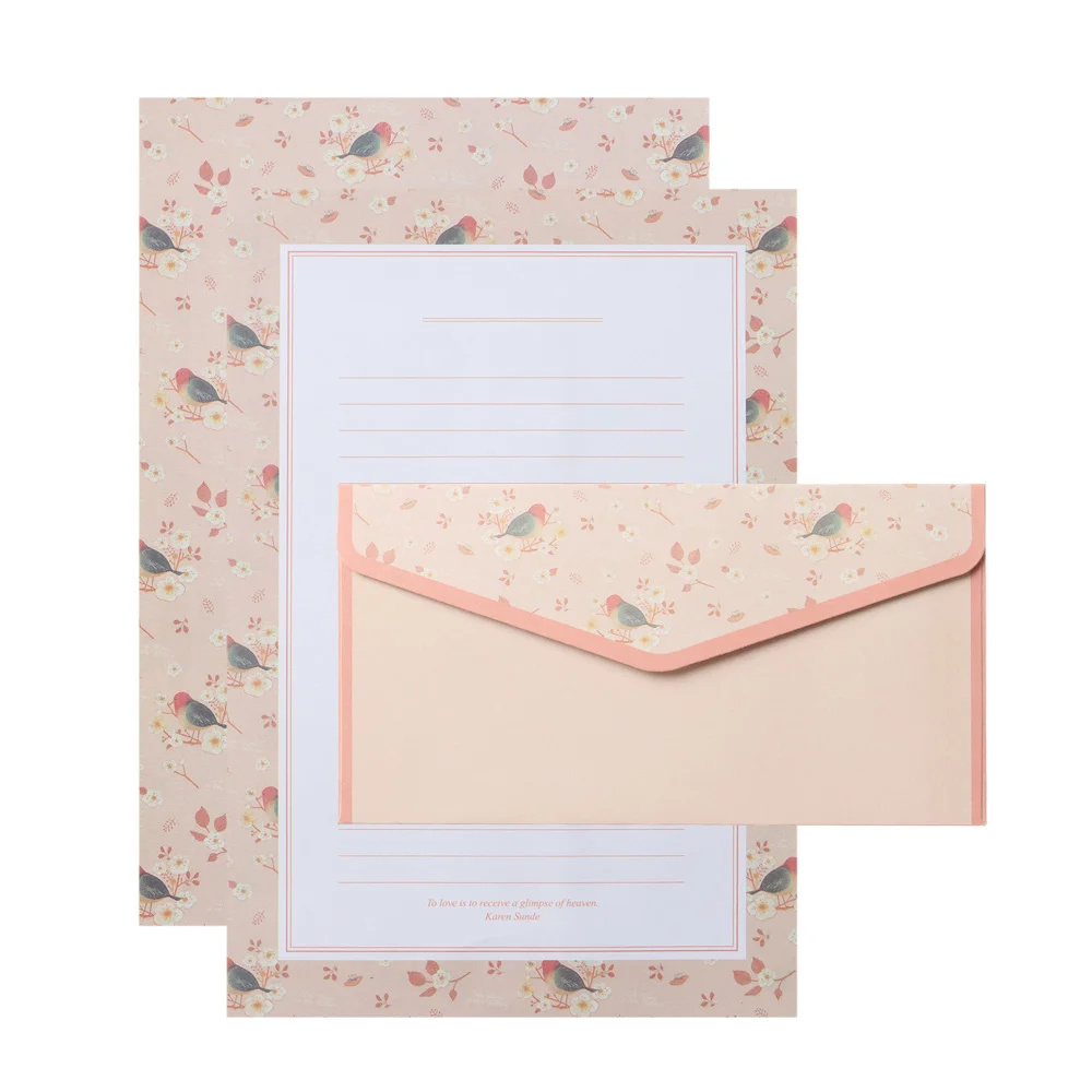 6Pcs Differrent Design Writing Paper With 3Pcs Envelopes Cartoon Pattern Vintage Floral Letter Stationery School Office Supplies