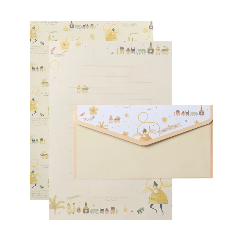 6Pcs Differrent Design Writing Paper With 3Pcs Envelopes Cartoon Pattern Vintage Floral Letter Stationery School Office Supplies