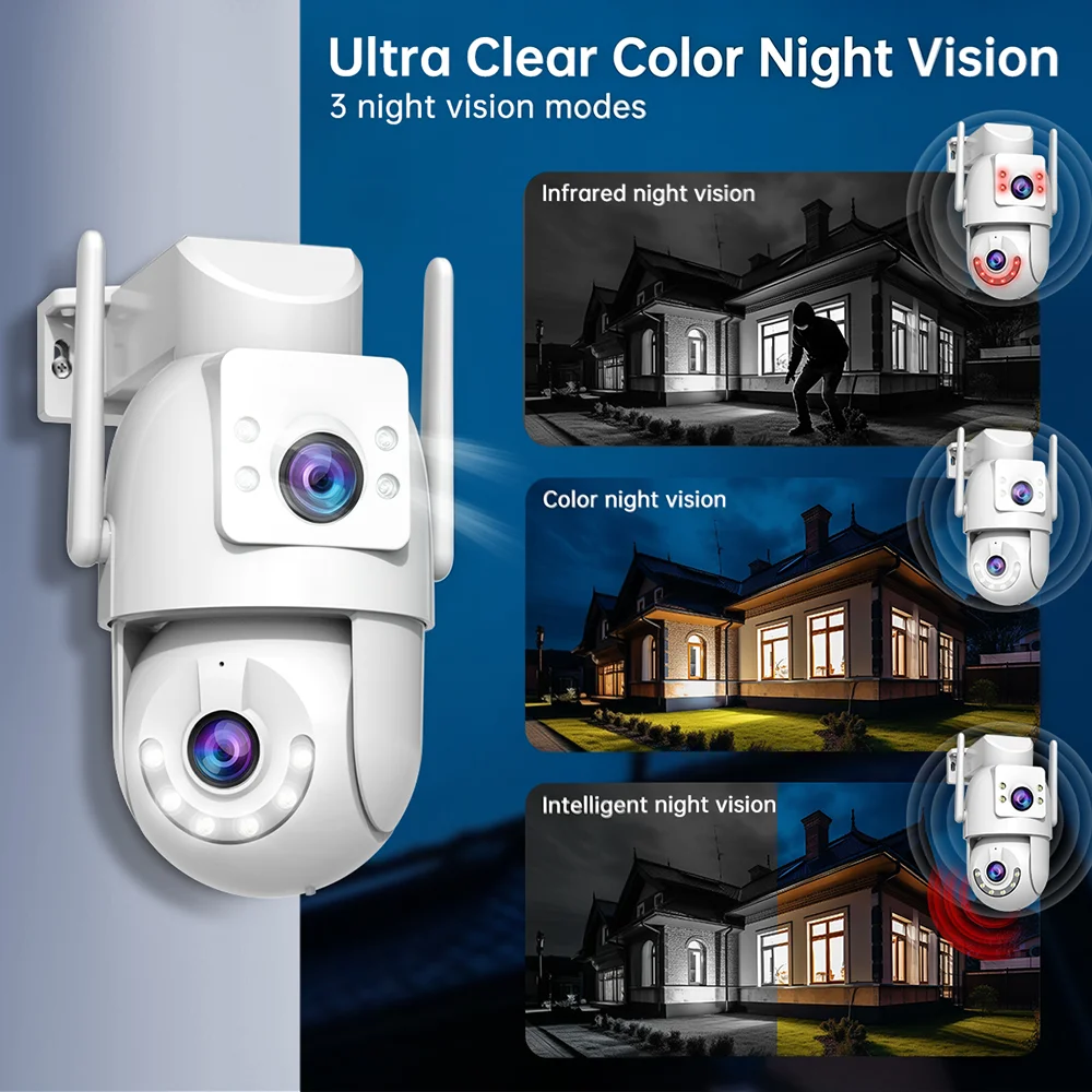 Jooan 4K 8MP HD Wifi PTZ Camera Outdoor 5G Wifi Dual Lens Security IP Cameras 5X Zoom AI Tracking ONVIF CCTV Surveillance Camera