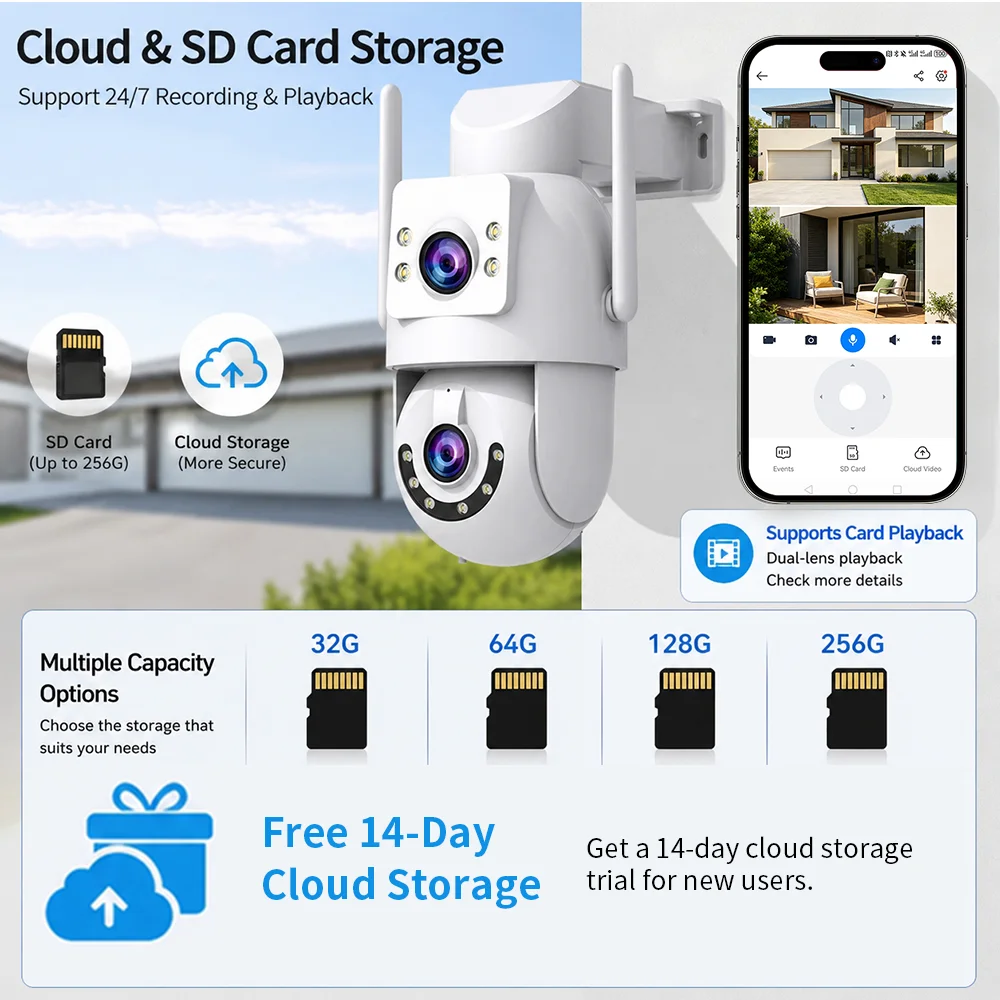Jooan 4K 8MP HD Wifi PTZ Camera Outdoor 5G Wifi Dual Lens Security IP Cameras 5X Zoom AI Tracking ONVIF CCTV Surveillance Camera