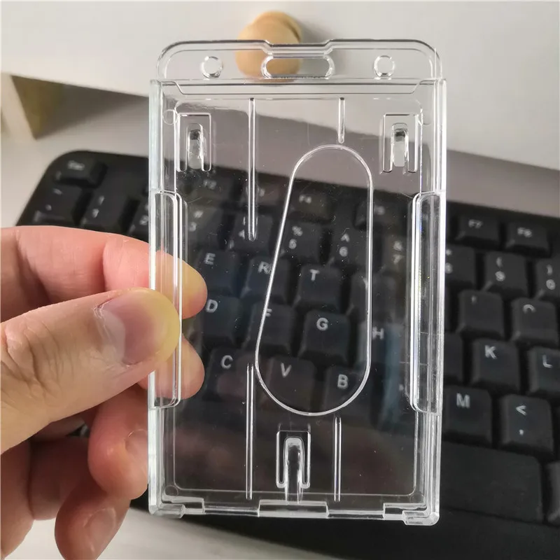 1pc Pass Work Card Cover Dual Card Slot Hold Working Permit Case Transparent Badge Holder PC Plastic Exhibition ID Card Tag