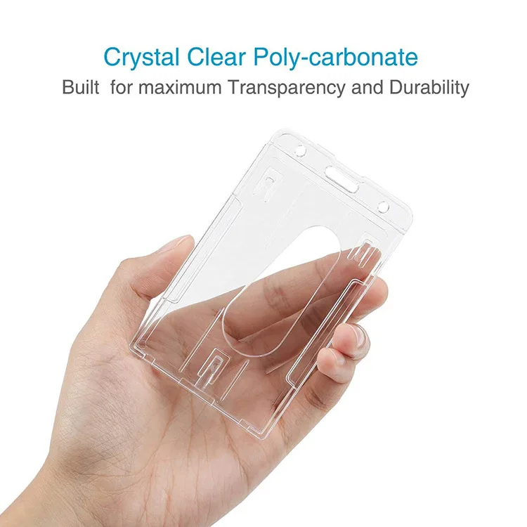 1pc Pass Work Card Cover Dual Card Slot Hold Working Permit Case Transparent Badge Holder PC Plastic Exhibition ID Card Tag