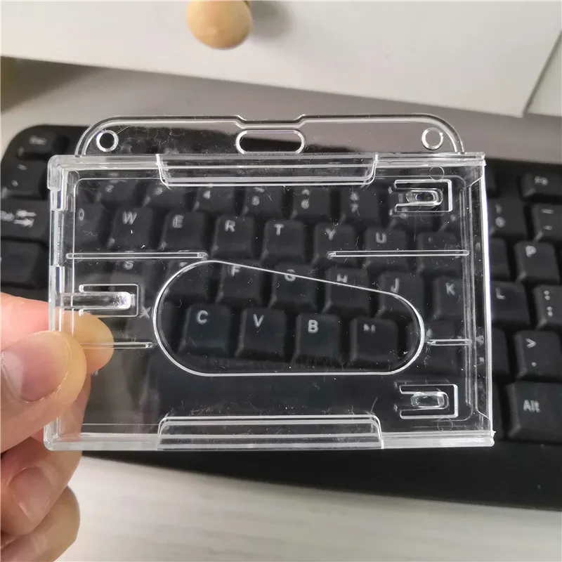 1pc Pass Work Card Cover Dual Card Slot Hold Working Permit Case Transparent Badge Holder PC Plastic Exhibition ID Card Tag