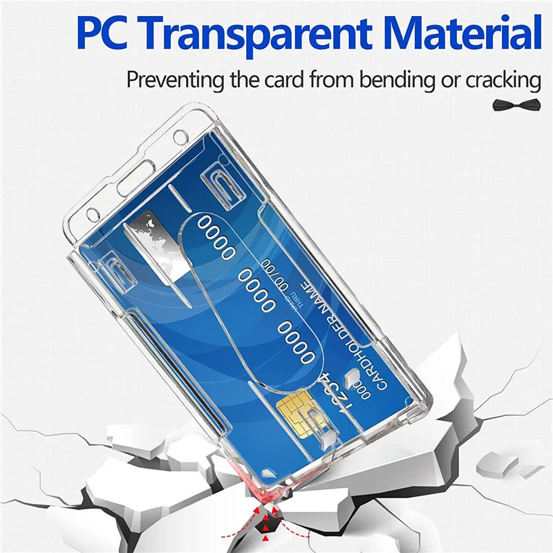 1pc Pass Work Card Cover Dual Card Slot Hold Working Permit Case Transparent Badge Holder PC Plastic Exhibition ID Card Tag