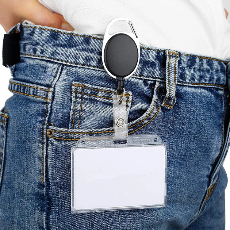1pc Pass Work Card Cover Dual Card Slot Hold Working Permit Case Transparent Badge Holder PC Plastic Exhibition ID Card Tag