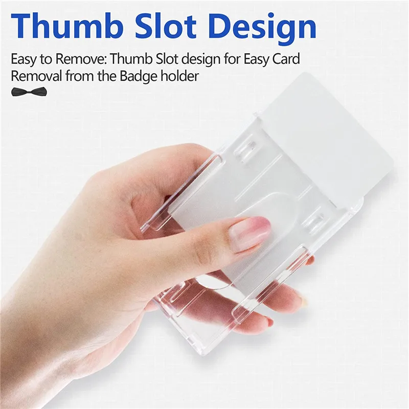 1pc Pass Work Card Cover Dual Card Slot Hold Working Permit Case Transparent Badge Holder PC Plastic Exhibition ID Card Tag