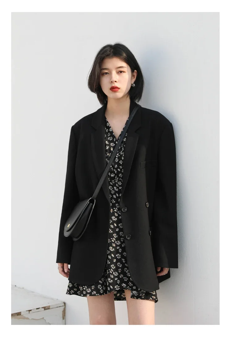 CHIC VEN 2026 Fashion Women's Blazer Office Lady Long Sleeve Double-breasted Mid-length Casual Coat Ladies Outerwear Stylish Top