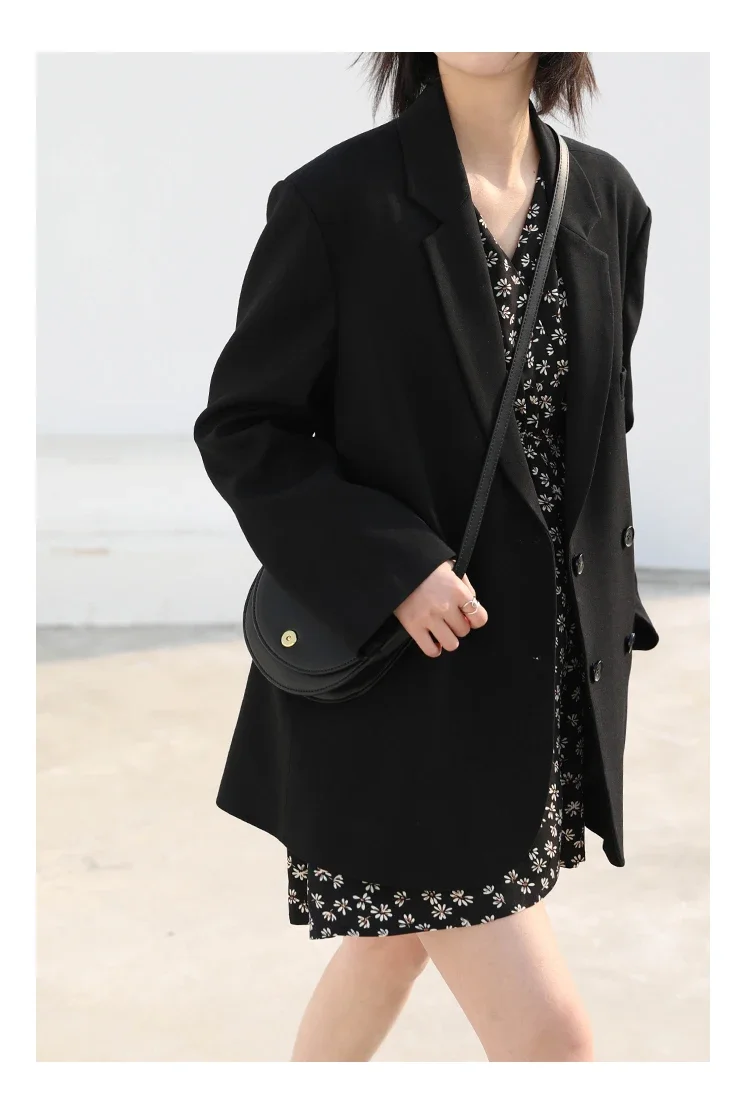 CHIC VEN 2026 Fashion Women's Blazer Office Lady Long Sleeve Double-breasted Mid-length Casual Coat Ladies Outerwear Stylish Top