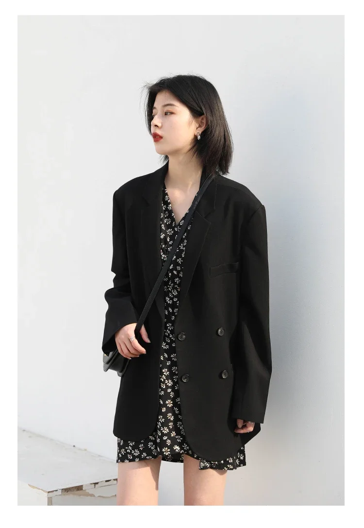 CHIC VEN 2026 Fashion Women's Blazer Office Lady Long Sleeve Double-breasted Mid-length Casual Coat Ladies Outerwear Stylish Top