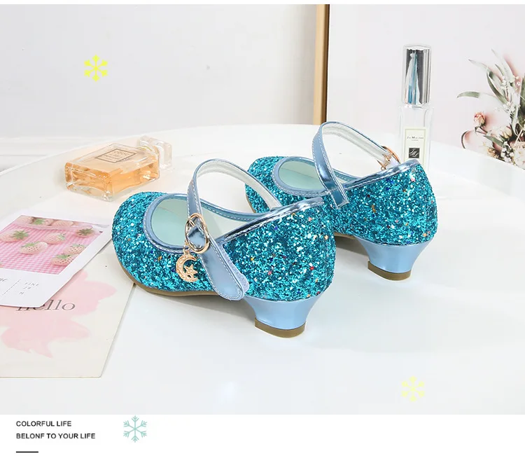Girls Purple High Heels For Kids Princess RED Leather Shoe Footwear Children's Dress Party Wedding Shoes Round Toe 1-3CM