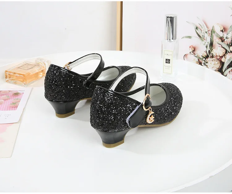 Girls Purple High Heels For Kids Princess RED Leather Shoe Footwear Children's Dress Party Wedding Shoes Round Toe 1-3CM