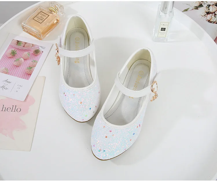 Girls Purple High Heels For Kids Princess RED Leather Shoe Footwear Children's Dress Party Wedding Shoes Round Toe 1-3CM