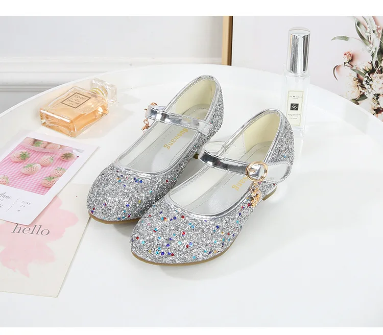 Girls Purple High Heels For Kids Princess RED Leather Shoe Footwear Children's Dress Party Wedding Shoes Round Toe 1-3CM