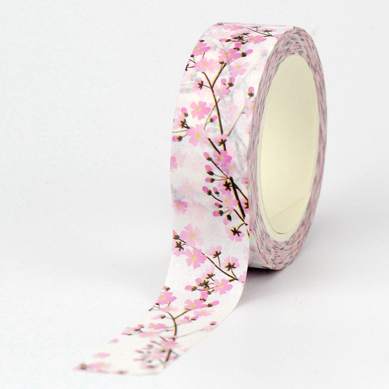 NEW 1PC 10M Decorative Beautiful Pink Plum Bossom Washi Tapes for Planner Adhesive Masking Tape Cute Papeleria