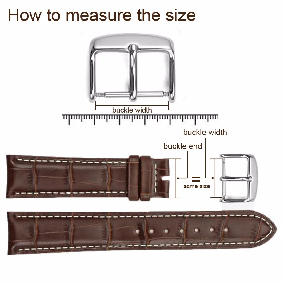 Stainless Steel Middle Brushed Watch Buckle 16mm 18mm 20mm 22mm Silver Rose Gold Black Watchband Strap Clasp Accessories