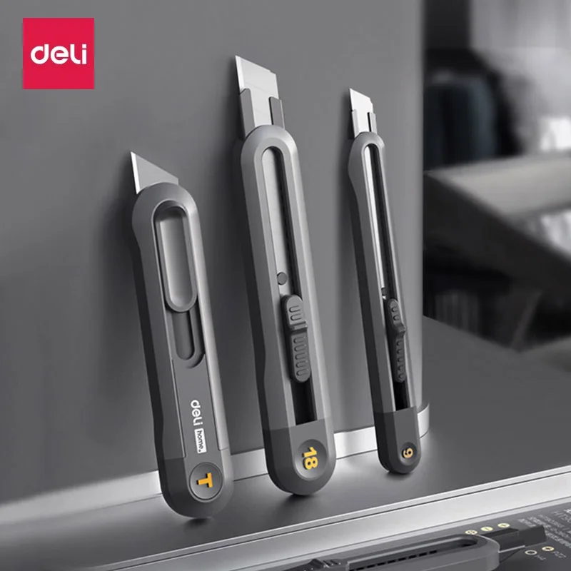 Deli Utility Knife Portable Pocket Box Cutter Retractable Paper нож 18MM 9MM Metal Blade for Office School Stationery Supplies