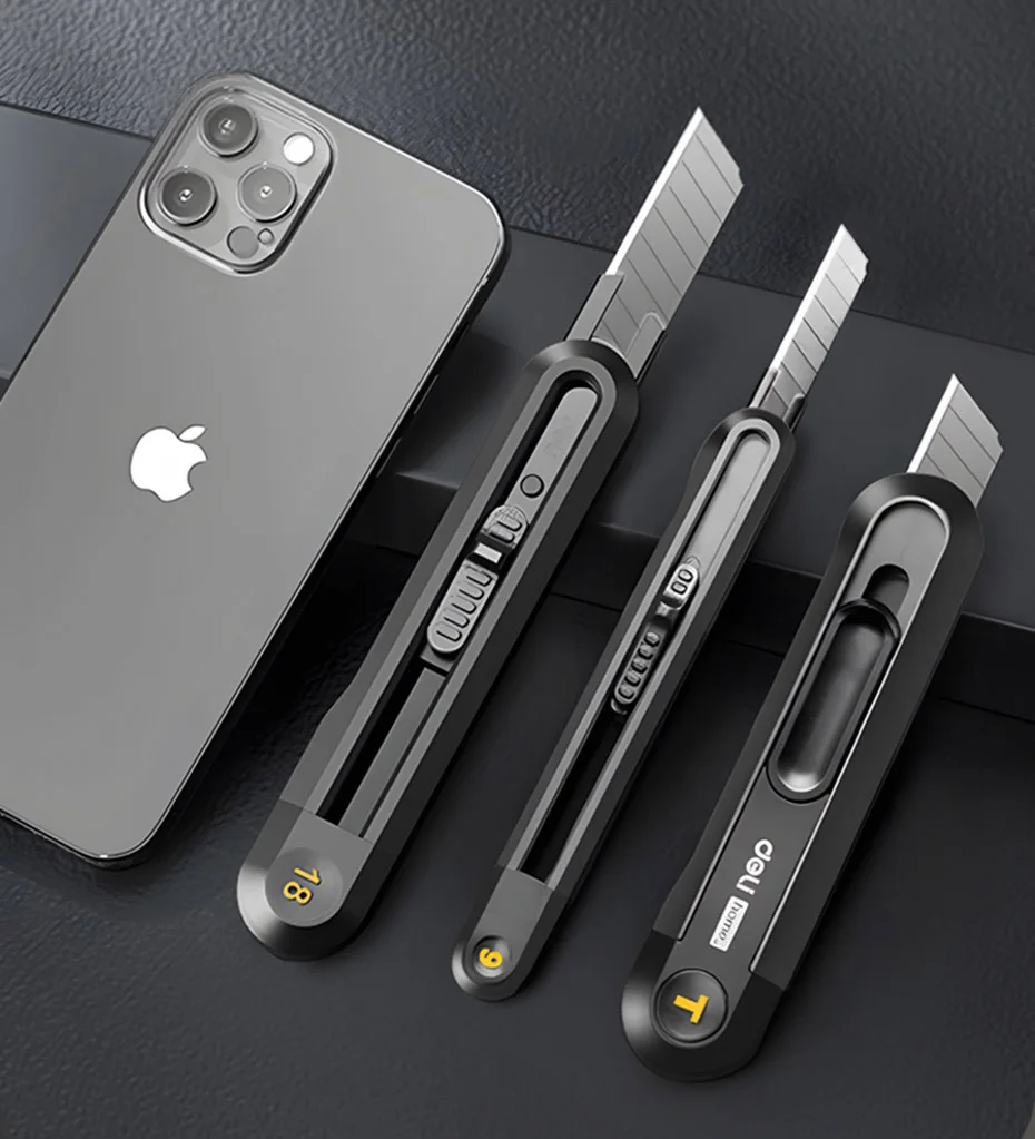 Deli Utility Knife Portable Pocket Box Cutter Retractable Paper нож 18MM 9MM Metal Blade for Office School Stationery Supplies