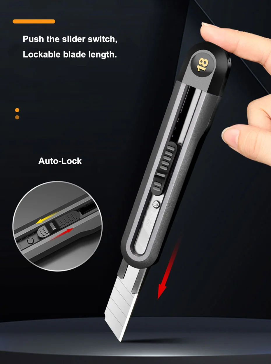 Deli Utility Knife Portable Pocket Box Cutter Retractable Paper нож 18MM 9MM Metal Blade for Office School Stationery Supplies