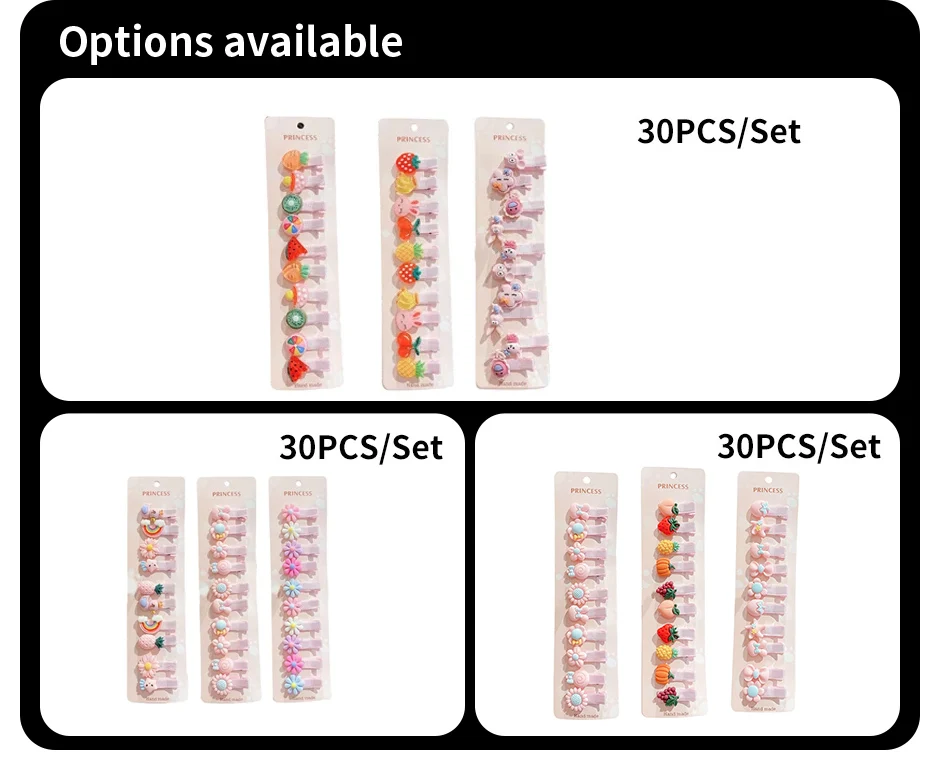 30Pcs Set Baby Hair Clips Cartoon Bows Flower Girls Hairpins Sweet Children Clips Barrettes Baby Hair Accessories