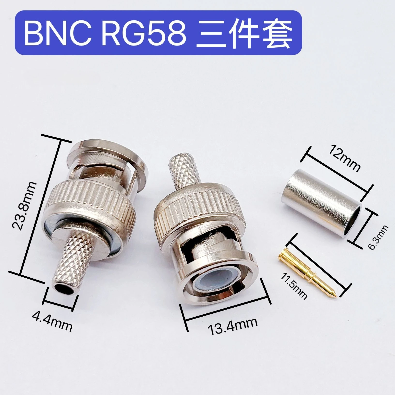 100pcs BNC RG58 RG59 RG60 Male Plug Crimp Connectors for CCTV Camera Connect Anpwoo BNC Communication Converter sercurity IPC