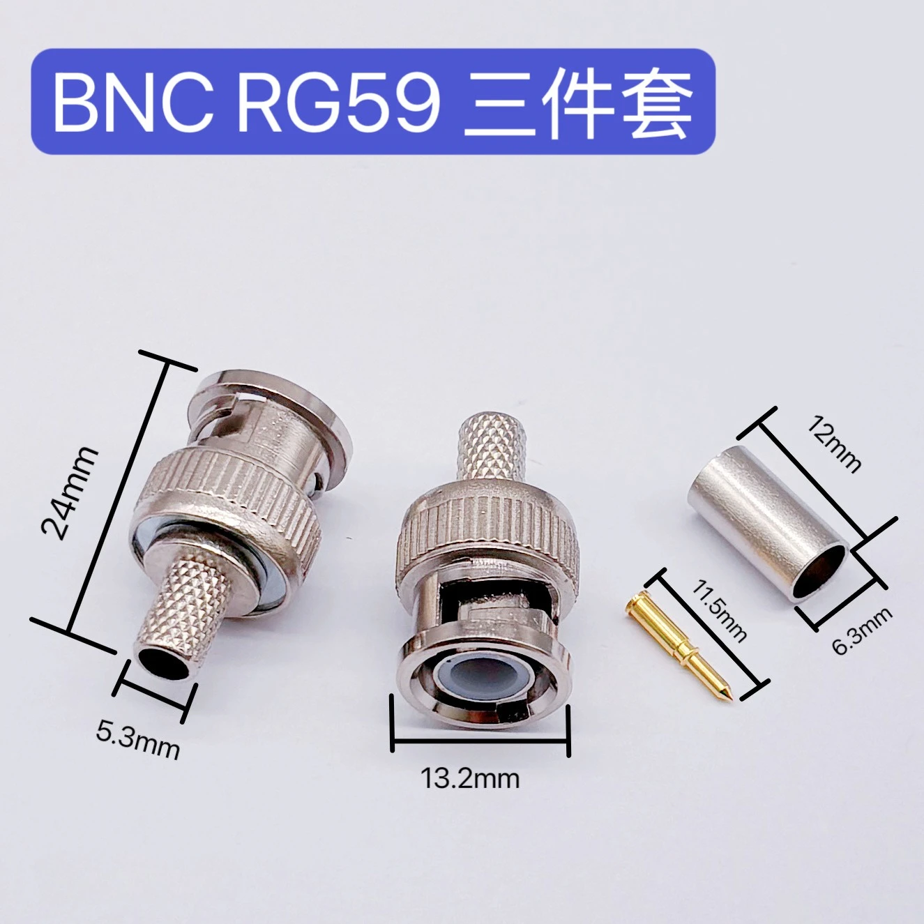 100pcs BNC RG58 RG59 RG60 Male Plug Crimp Connectors for CCTV Camera Connect Anpwoo BNC Communication Converter sercurity IPC