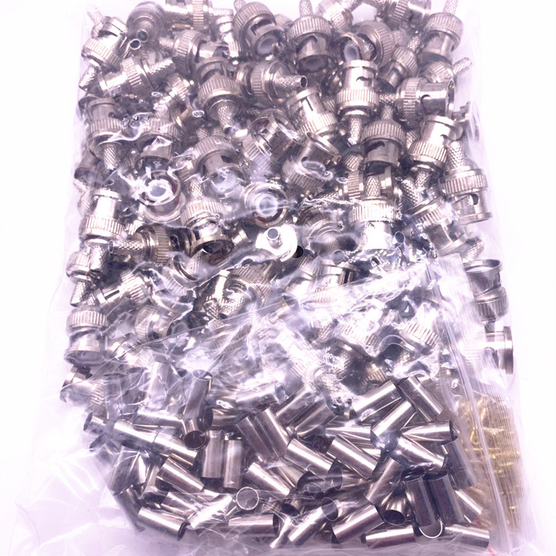 100pcs BNC RG58 RG59 RG60 Male Plug Crimp Connectors for CCTV Camera Connect Anpwoo BNC Communication Converter sercurity IPC