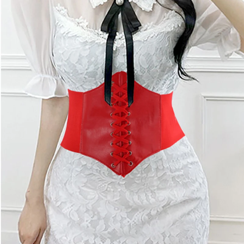 Women's Corset Body Shapewear Sexy Wide Leather Belt Cummerbunds Strap Belts for Women High Waist Slimming Corsets and Bustiers