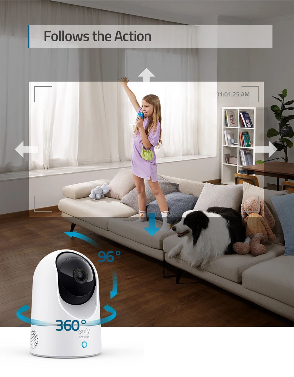 eufy Security Solo 2K Indoor Cam P24 Protect Pan & Tilt Mini Wifi Camera Human AI Voice Assistant Compatibility Motion Track