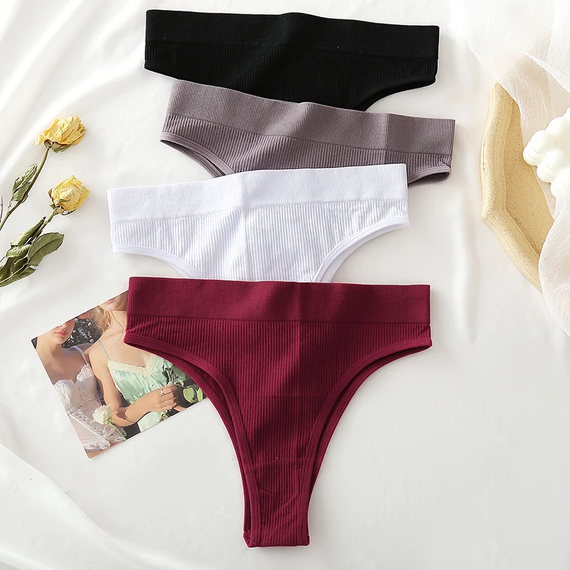 3PCS/Set High Waisted Seamless Women's Panties FINETOO Underwear Women Comfortable Female Underpants Solid Color Pantys Lingerie