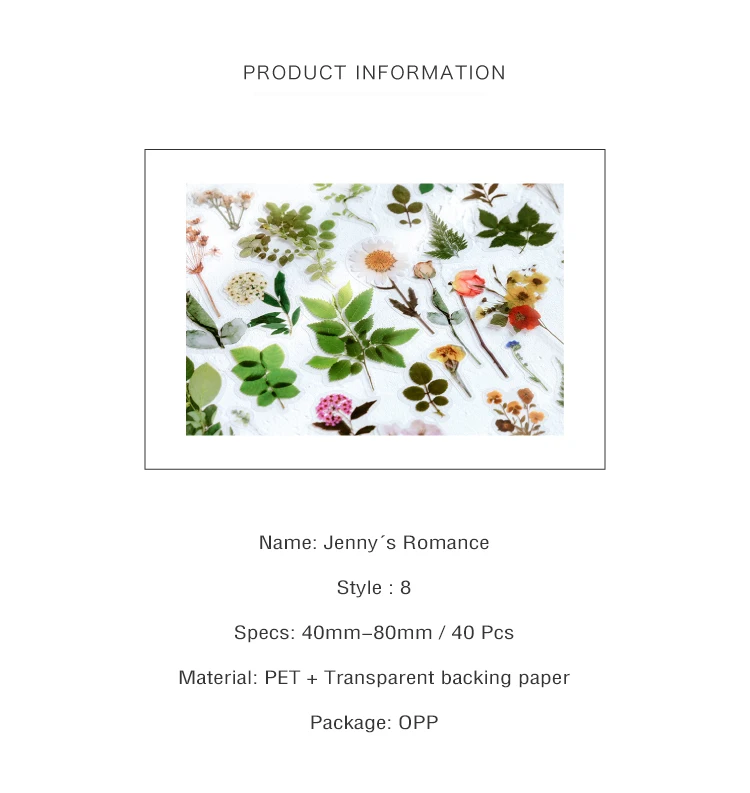 40Pcs/pack Plant Flower Mushroom Ginkgo PET Deco Diary Stickers Scrapbooking Planner INS Decorative Stationery Sticker