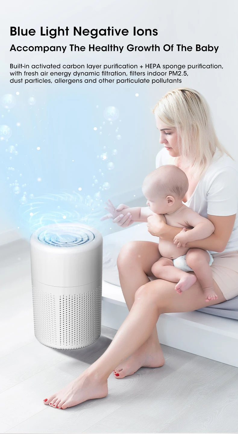Portable Air Purifier Household Air Cleaner Mini Desktop Air Purifier With HEPA Filter Air Freshener Air Cleaner For Home Office