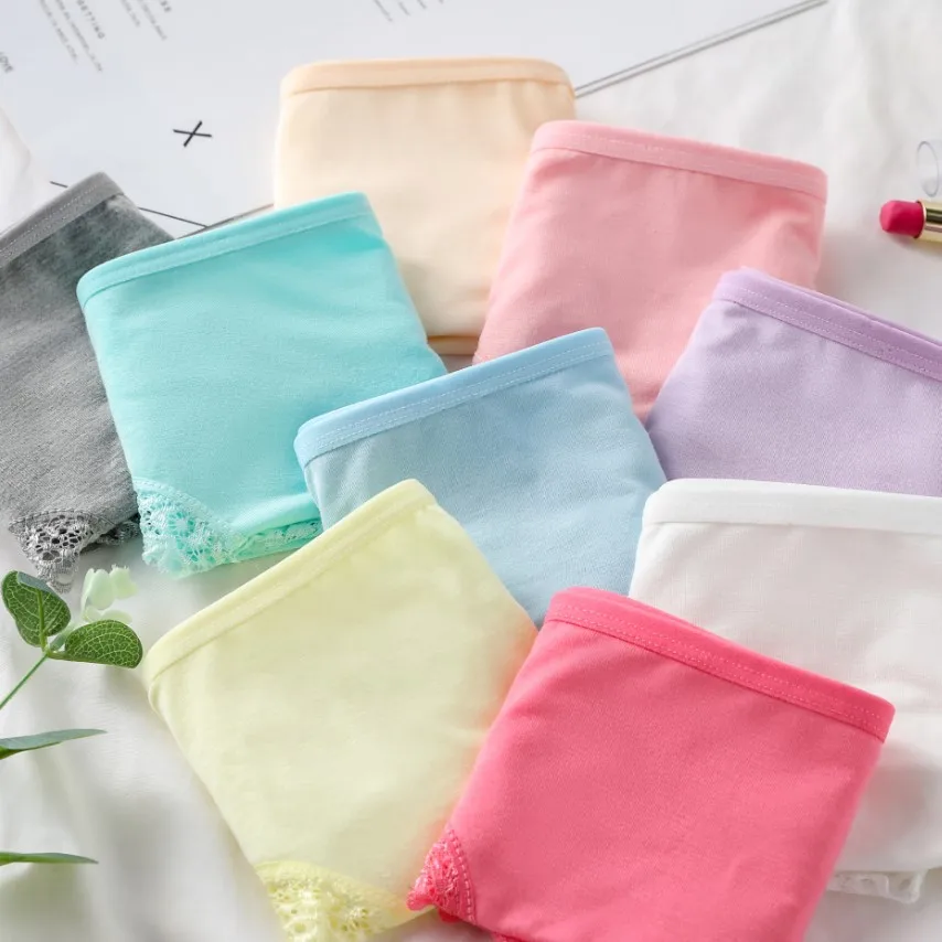 Women's Sexy Panties Lace Cotton Lingerie Briefs Female Underpanties Solid Color Low Waist Girl Cute Underwear Shorts -XL